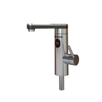 Stílusos, inox átfolyós vízmelegítő csaptelep, 3300 Watt teljesítménnyel, dugvilla + tápkábel alapfelszereltségben