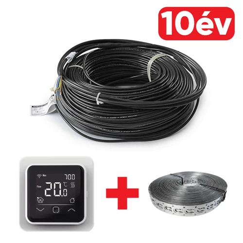 FALCON U-HEAT Cable elektromos fűtőkábel 2600 Watt – 149,6 méter (18 W/m) + WI-FI Control szobatermosztát + Magnum rögzítő fémszalag szettben 