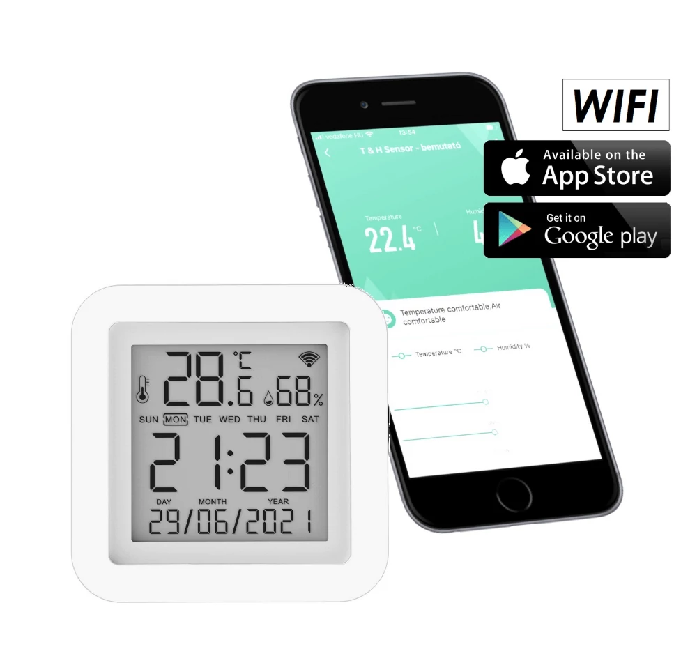 FALCON TH WiFi beltéri hőmérséklet és nedvességtartalom érzékelő