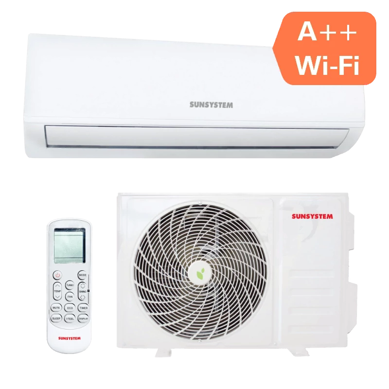 SUNSYSTEM 120C-HSD WiFi oldalfali split hűtő-fűtő klíma, tartó konzollal (R32 - 3,5 kW)