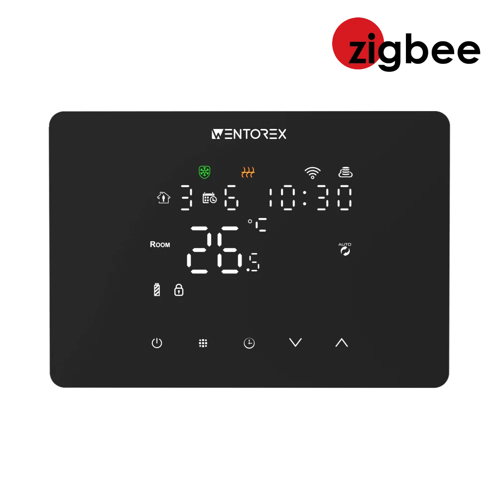 WENTOREX Control CCB FW-4 RF ZigBee vezeték nélkül érintőképernyős szobatermosztát vevőegység nélkül (3A)