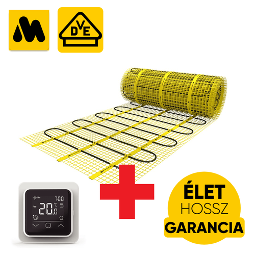 MAGNUM Mat elektromos fűtőszőnyeg 20 m2 = 2500 W ( 125 Watt/m2 ) elektromos padlófűtés + WI-FI Control Touch szobatermosztát szett