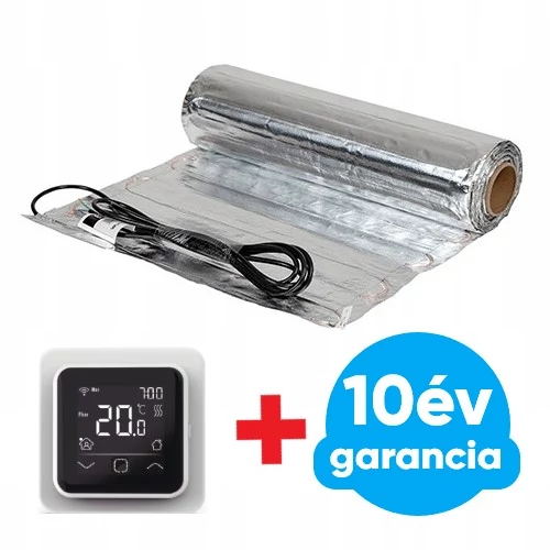 FALCON U-HEAT Alu-Mat elektromos fűtőszőnyeg laminált padlóhoz 2 m2 = 280 Watt (elektromos padlófűtés 140 W/m2) + Wi-Fi Control Touch szobatermosztát szett