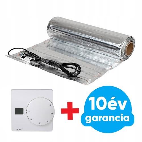FALCON U-HEAT Alu-Mat elektromos fűtőszőnyeg laminált padlóhoz 1 m2 = 140 Watt (elektromos padlófűtés 140 W/m2) + Manuális fali termosztát padlóhőmérséklet szenzorral szettben