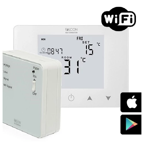 FALCON RF-WIFI Control programozható vezeték nélküli szobatermosztát fűtéshez (iOS / Android)