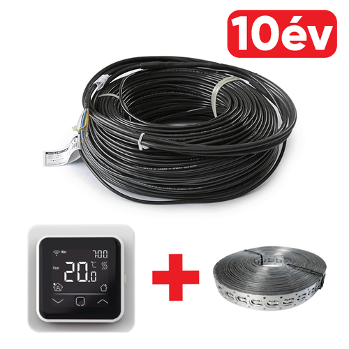 FALCON U-HEAT Cable elektromos fűtőkábel 1500 Watt – 83,2 méter (18 W/m) + WI-FI Control szobatermosztát + Magnum rögzítő fémszalag szettben