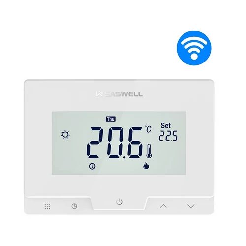 SASWELL T19 RF-WIFI programozható vezeték nélküli szobatermosztát fűtéshez (iOS / Android)