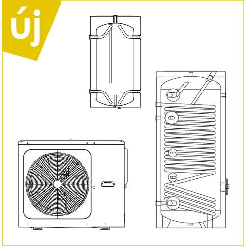 Centrometal HP-Cm Monoblock 12 kW hőszivattyú + 100 literes puffer + 200 literes HMV tartály szettben