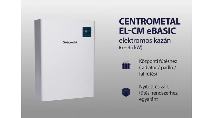 Centrometal El-Cm eBasic elektromos kazán – a megfizethető elektromos fűtés
