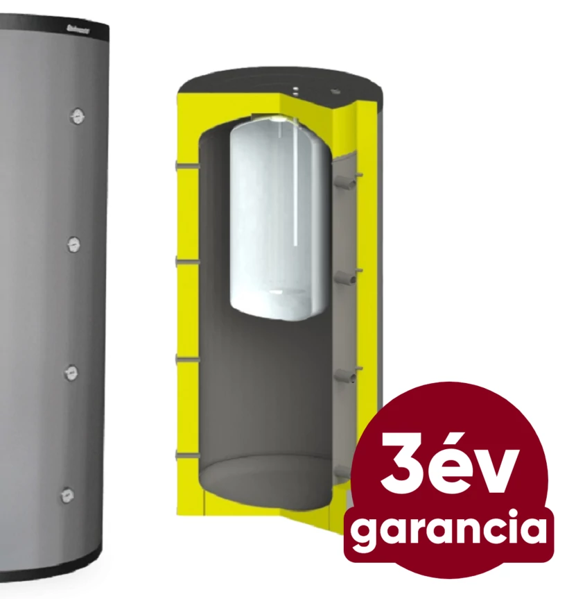 Centrometal CAS-B 803 fűtési puffer tartály hőszigeteléssel és rozsdamentes HMV tartállyal (727 liter)