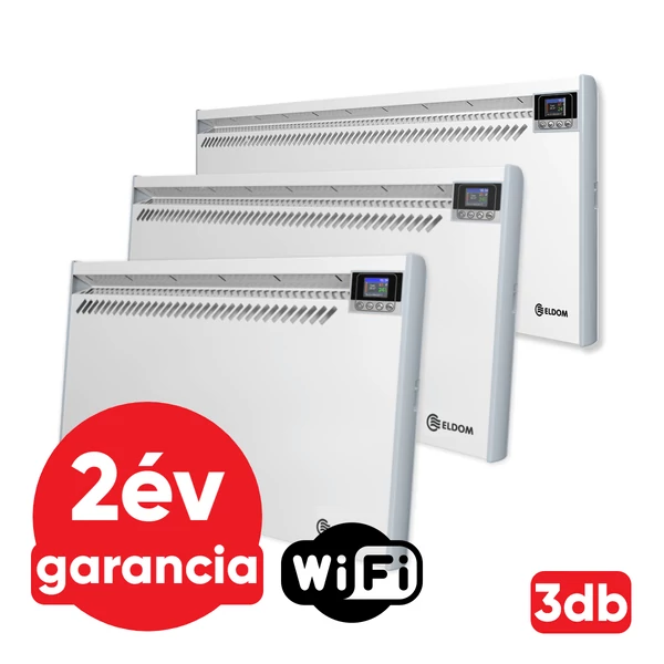 KEDVEZMÉNYES CSOMAG AJÁNLAT - 3 DARAB ELDOM WIFI ELEKTROMOS KONVEKTOR - ÖSSZESEN 6 kW TELJESÍTMÉNYBEN