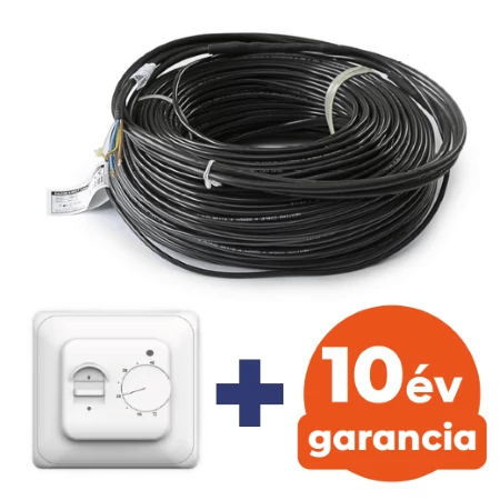 FALCON U-HEAT Cable elektromos fűtőkábel 830 W – 46,1 méter (18 W/m) + Manuális fali termosztát szobahőmérséklet és padlóhőmérséklet szenzorral szettben