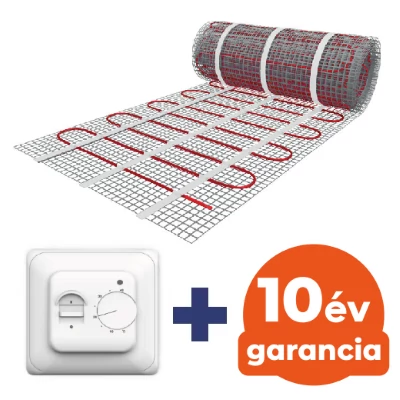 U-HEAT fűtőszőnyeg 20 m2 = 3000 W + Manuális fali termosztát padlóhőmérséklet szenzorral szettben