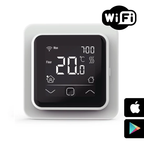 FALCON U-HEAT WiFi Control Touch szobatermosztát padlóhőmérséklet érzékelővel - elektromos padlófűtéshez (fehér)