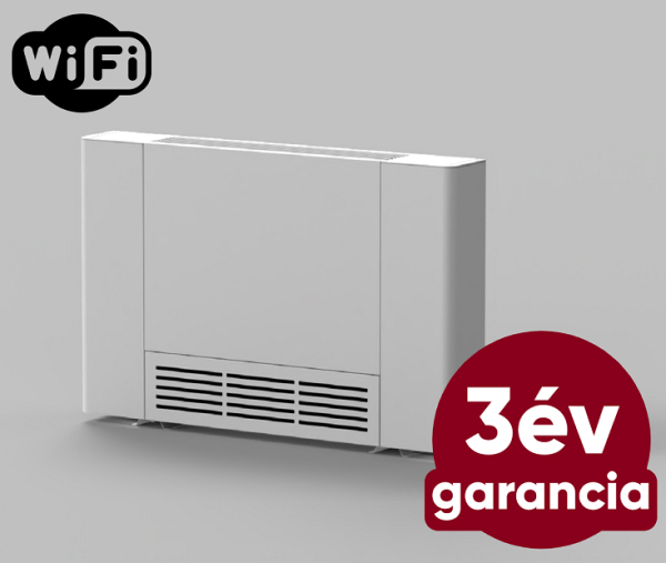 RUBYNOR AMG 890 WiFi extra vékony fan coil - parapetes vagy fali telepítésre (1,25/2,3 kW -vízoldali csatlakozás bal oldalon)