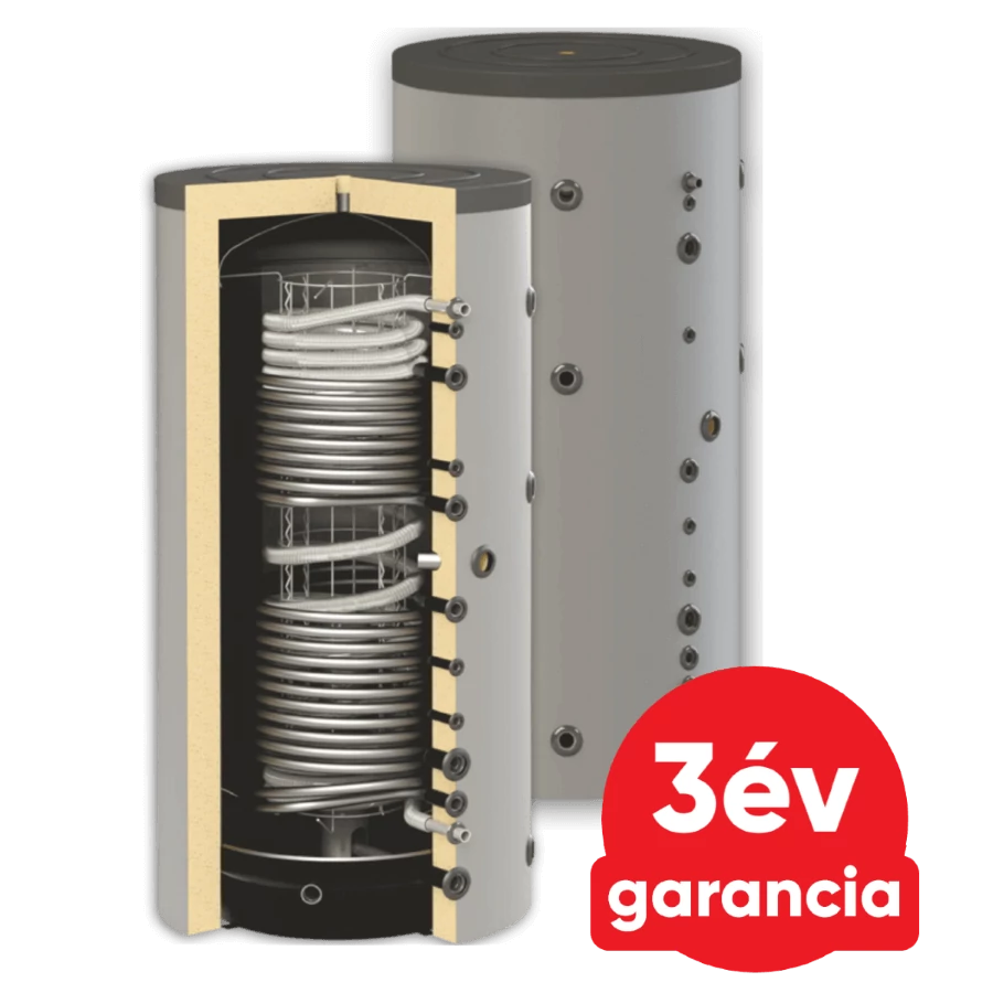 Sunsystem HYG B R2 1000 fűtési puffer tartály 2 db hőcserélővel, 1 db inox HMV hőcserélővel (847 liter)
