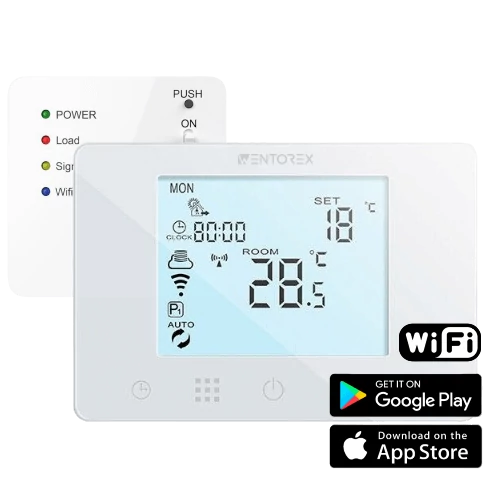 WENTOREX Control CW-3 RF WiFi programozható vezeték nélküli szobatermosztát fűtéshez (3A)