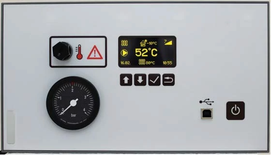 Termostroj vezérlő panel - HMV előállításhoz és külső hőmérséklet kompenzáció alapú szabályzáshoz (grafikus)